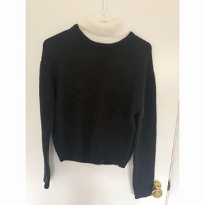 Japanese Black Sweater with White Collar